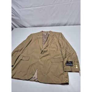 VTG John Alexander Blazer Mens 46L Beige Super 100s Wool Sport Coat Gold Buttons